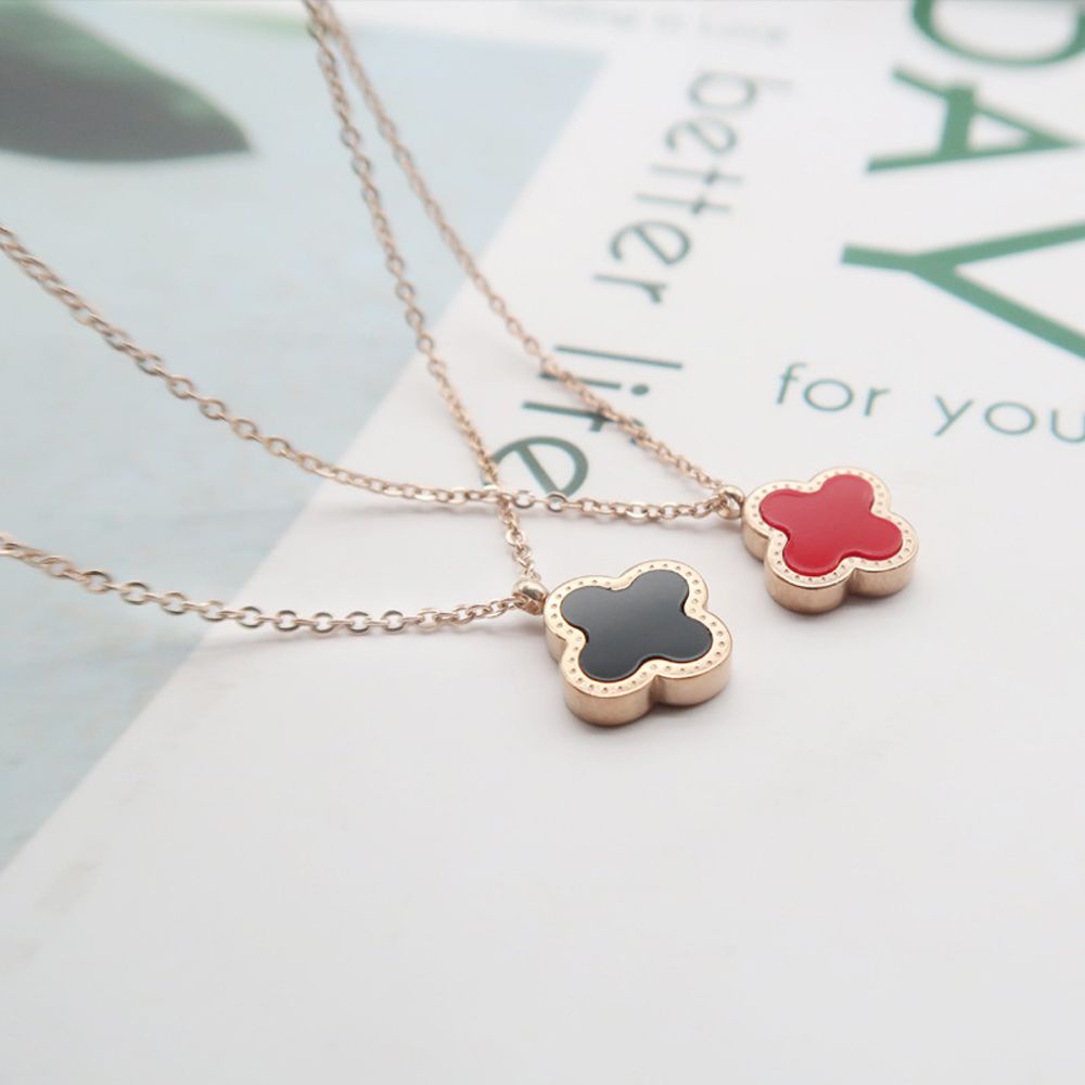 Vòng cổ/ bông tai hình cỏ bốn lá may mắn phong cách ngọt ngào cho nữ