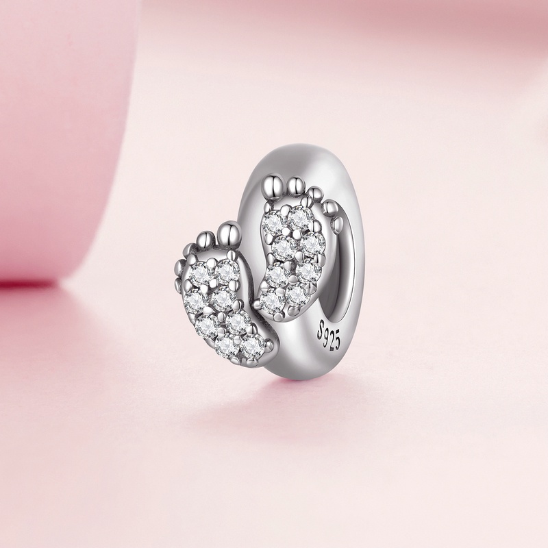 Mặt phụ kiện trang sức BAMOER bạc 925 đính đá pha lê nhân tạo thời trang