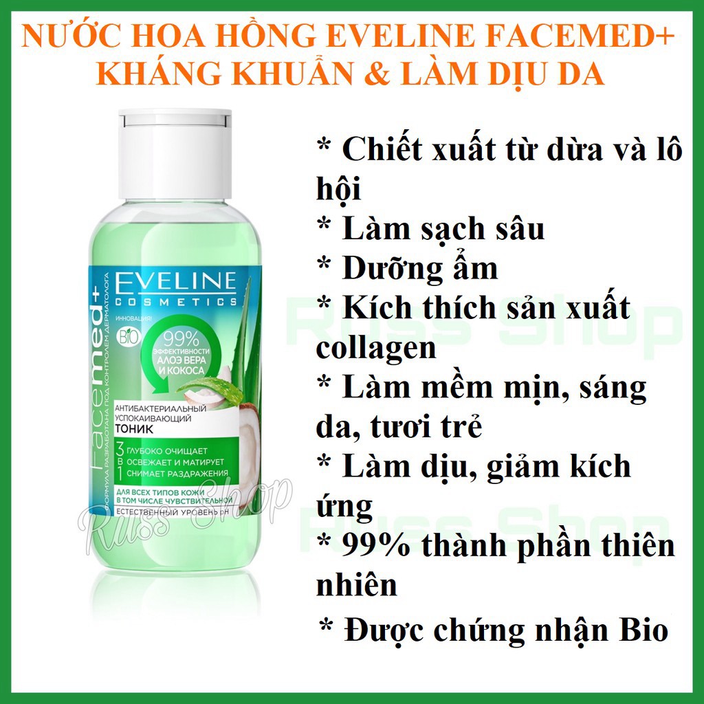 tuan072 Nước Hoa Hồng Eveline Dịu Da Kháng Khuẩn 3in1 tuan072