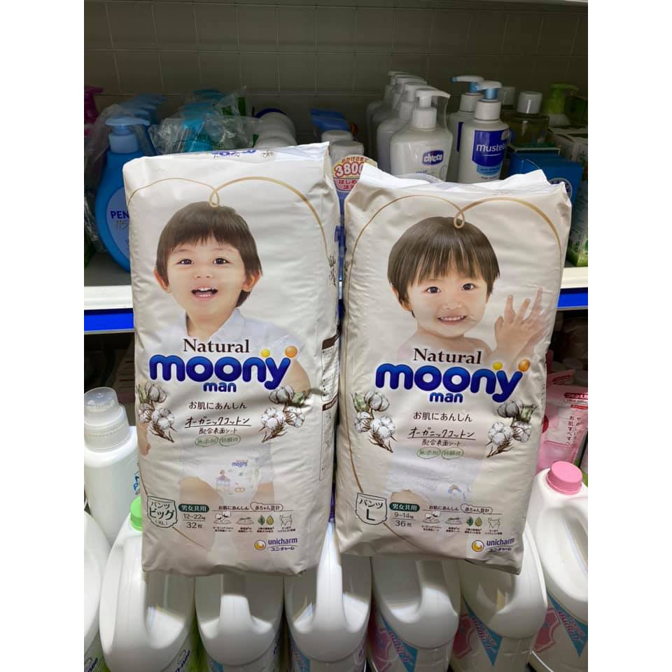 Tã Bỉm MOONY NATURAL Nội Địa Nhật dán/quần NB63-S58-M46-L38-L36-XL32 | Minizon Kids