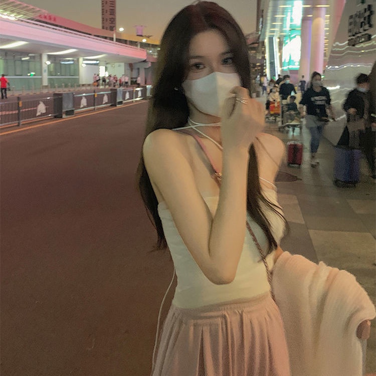 COZOK Set Áo Khoác Lưới Sát Nách + Áo Khoác Cardigan Tay Dài Thời Trang Cho Nữ