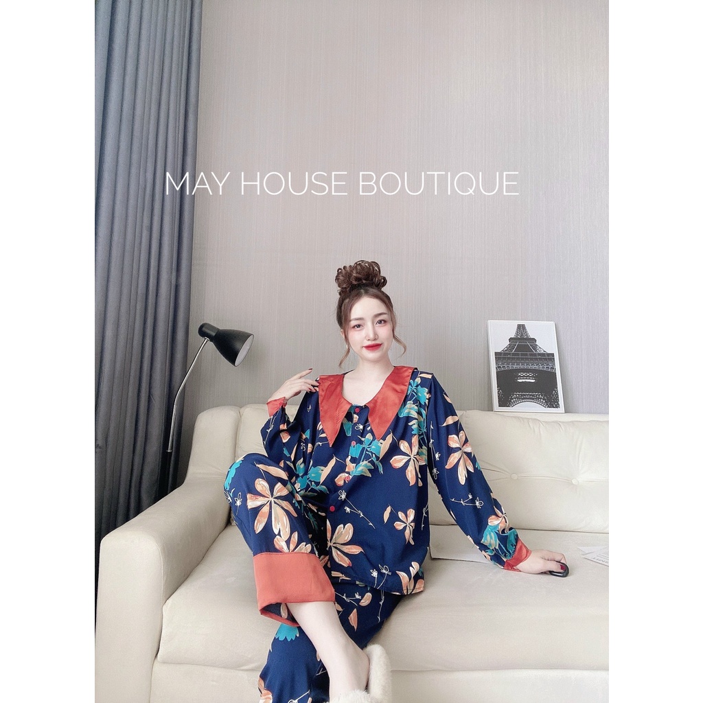 Đồ Bộ Tay Dài Cổ Nhọn 50-100kg Bigsize Lụa Nhật Mặc Nhà Cho Nàng Múp | BigBuy360 - bigbuy360.vn