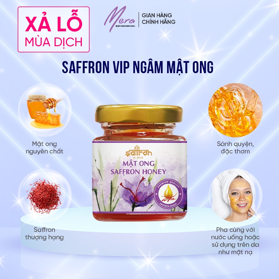 Saffron VIP ngâm mật ong chính hãng 65gr, nghệ tây ngâm mật ong thượng hạng 100%