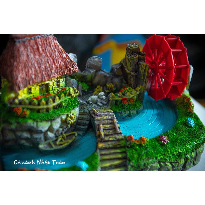 CẢNH NÚI BÁNH QUAY TRANG TRÍ HỒ CÁ NON BỘ 17X9X11CM