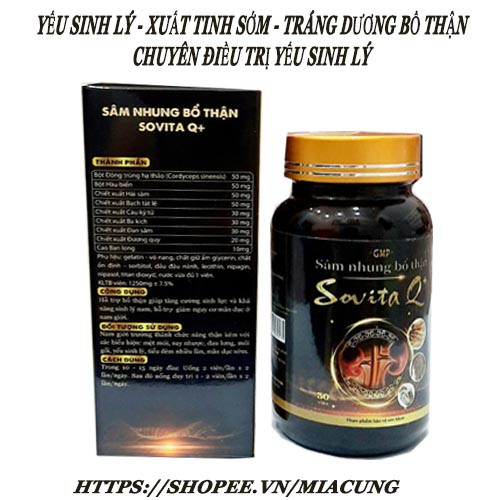 [XUẤT TINH SỚM] Sâm nhung bổ thận Sovita Q hỗ trợ ngừa xuất tinh sớm yếu sinh lý rối loạn cương dương tăng cường sinh lý | BigBuy360 - bigbuy360.vn