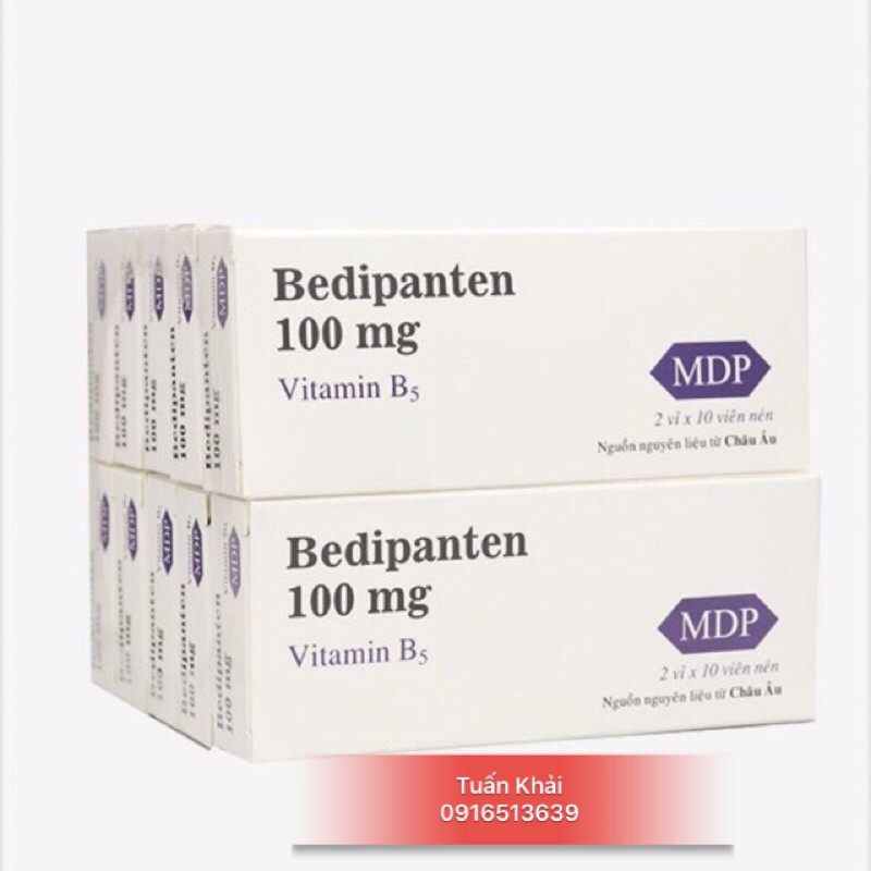 Bedipanten 100mg giảm chất nhờn da, hạn chế dầu thừa trên da, giảm rụng tóc, giảm mụn - hộp 20 viên