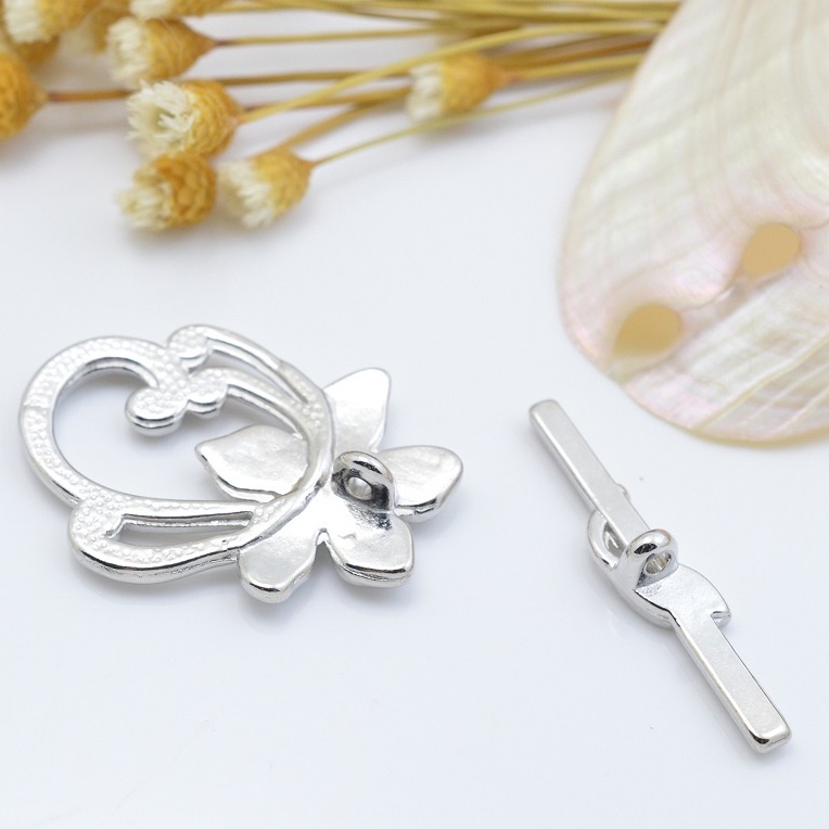 [K14T] Phụ kiện trang sức (DIY) - Chốt khóa Móc chéo kiểu OT hoa lan làm vòng cổ vòng tay