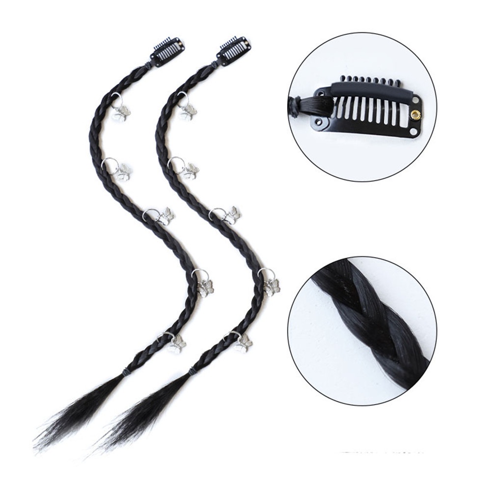 1 Cặp Tóc Giả Thắt Bím Đuôi Ngựa Dạng Móc Cài Dài Qipin Y2k Phong Cách Punk Dành Cho Bạn Nữ