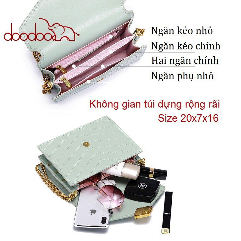 Túi xách nữ hàng hiệu DOODOO phong cách Châu Âu sang trọng D8837