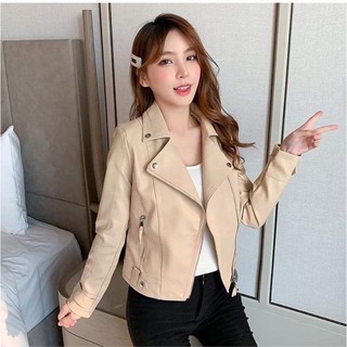 ÁO KHOÁC DA CỔ VEST ĐAI EO CHẤT ĐẸP