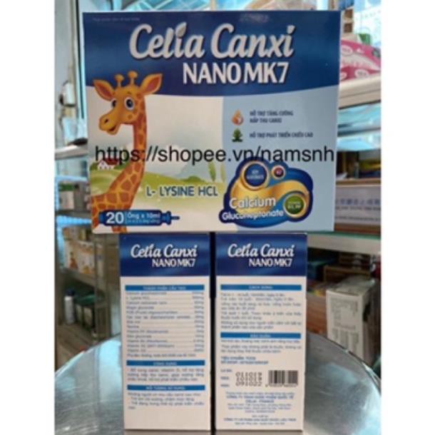 Celia Canxi Nano MK7 Bổ sung canxi vitamin D3 cho cơ thể hỗ trợ sự phát triển chiều cao hộp 20 ống