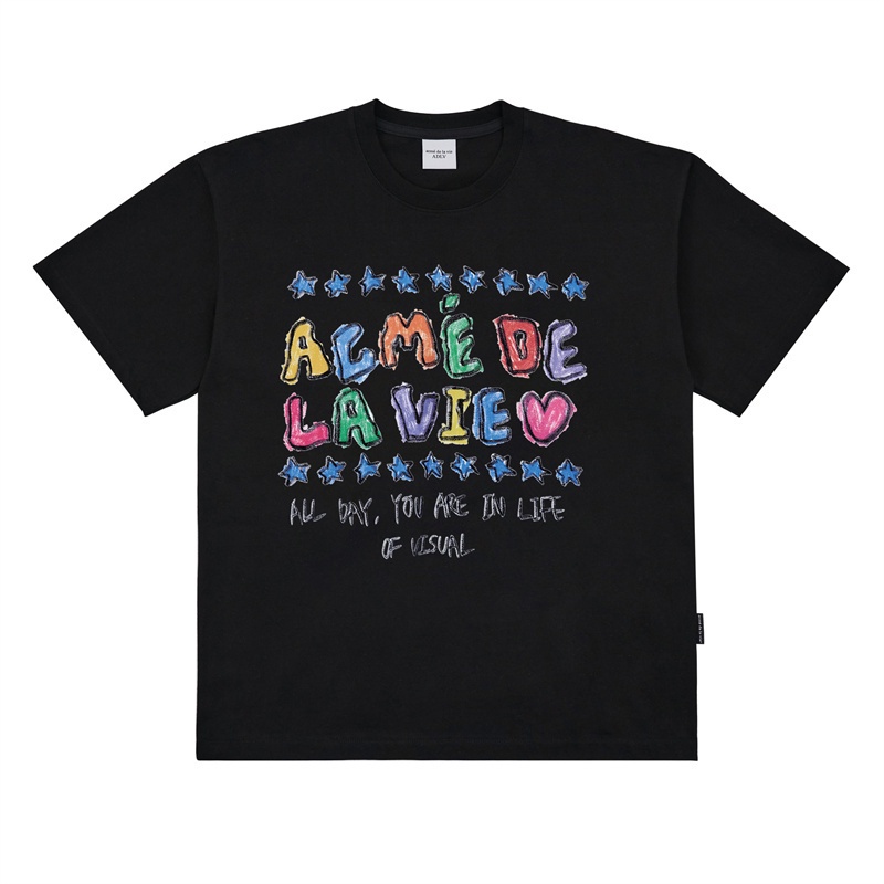 Áo Thun Cotton Tay Ngắn Dáng Rộng In Chữ Acme-de-Lie Thời Trang Thể Thao Cho Nam Và Nữ