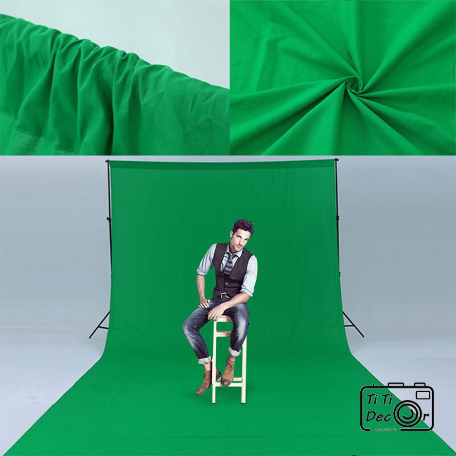 Phông vải tách nền xanh studio lá đã may ghép, phông nền chụp ảnh, quay phim TiTiDecor