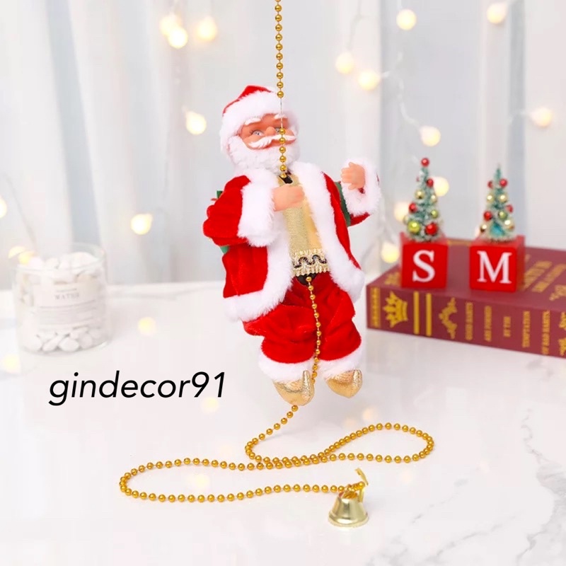 Ông già noel leo dây lên xuống dùng pin có nhạc cho bé quà tặng giáng sinh cho các bé thật đẹp