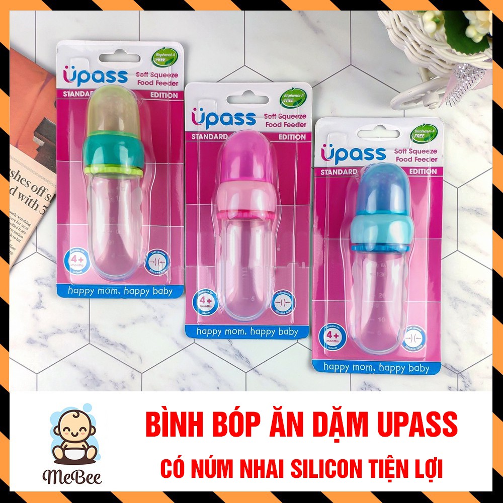 Bình bóp ăn dặm Silicon Upass Thái Lan- có núm ăn tiện lợi chống hóc