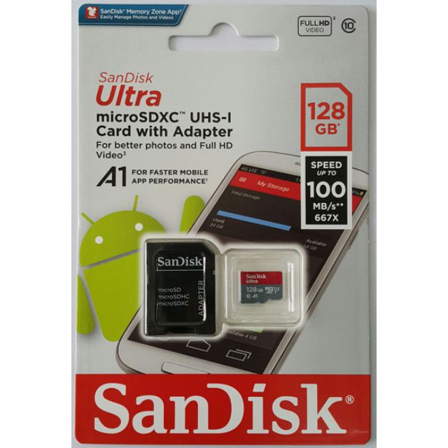 THẺ NHỚ 128GB Sandisk Ultra Micro SDXC (Class 10) 100Mb/s A1
