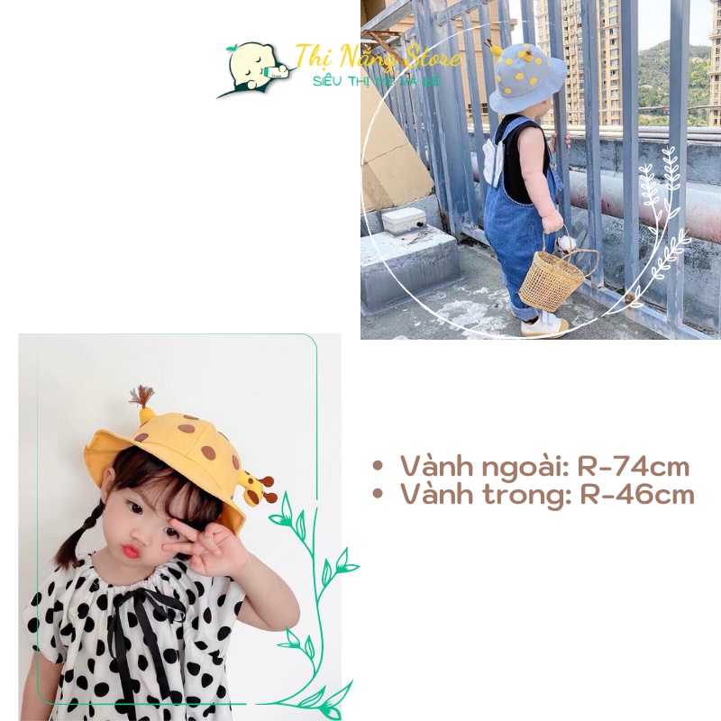 Mũ vành cho bé hình Hươu cao cổ 3D siêu hót 1-3 tuổi, Nón tai bèo hình Hươu 3D cho bé Thị Nắng Store