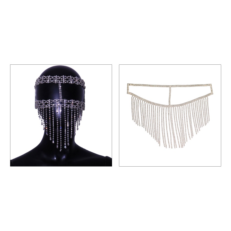 Mạng Che Mặt Hóa Trang Phối Tua Rua Đính Đá Lấp Lánh