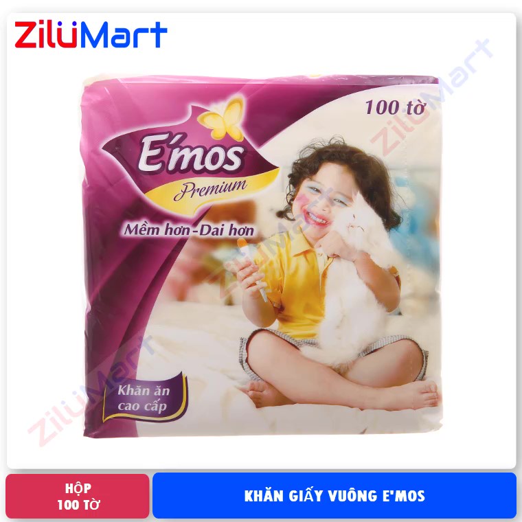 Khăn giấy ăn cao cấp Emos loại 100 tờ