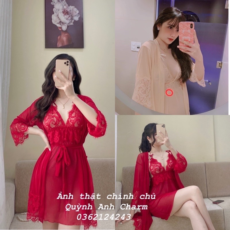 Sét Váy Ngủ + Áo Choàng Ren Cao Cấp  SP110