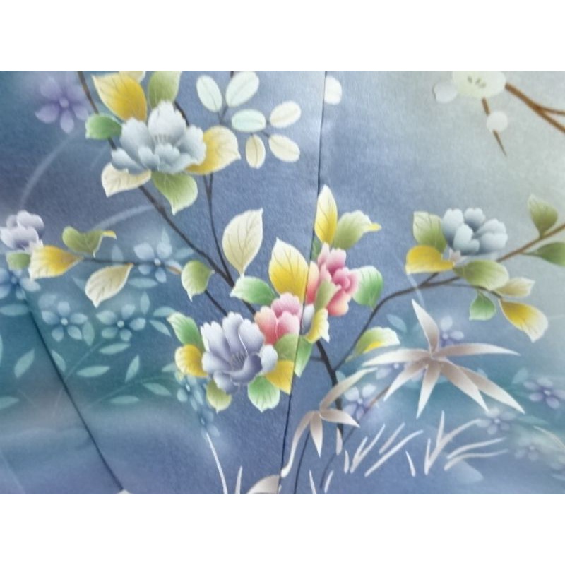 Antique Kimono Nhật Bản - Branch Ume and Peony - Cành hoa mơ và hoa mẫu đơn