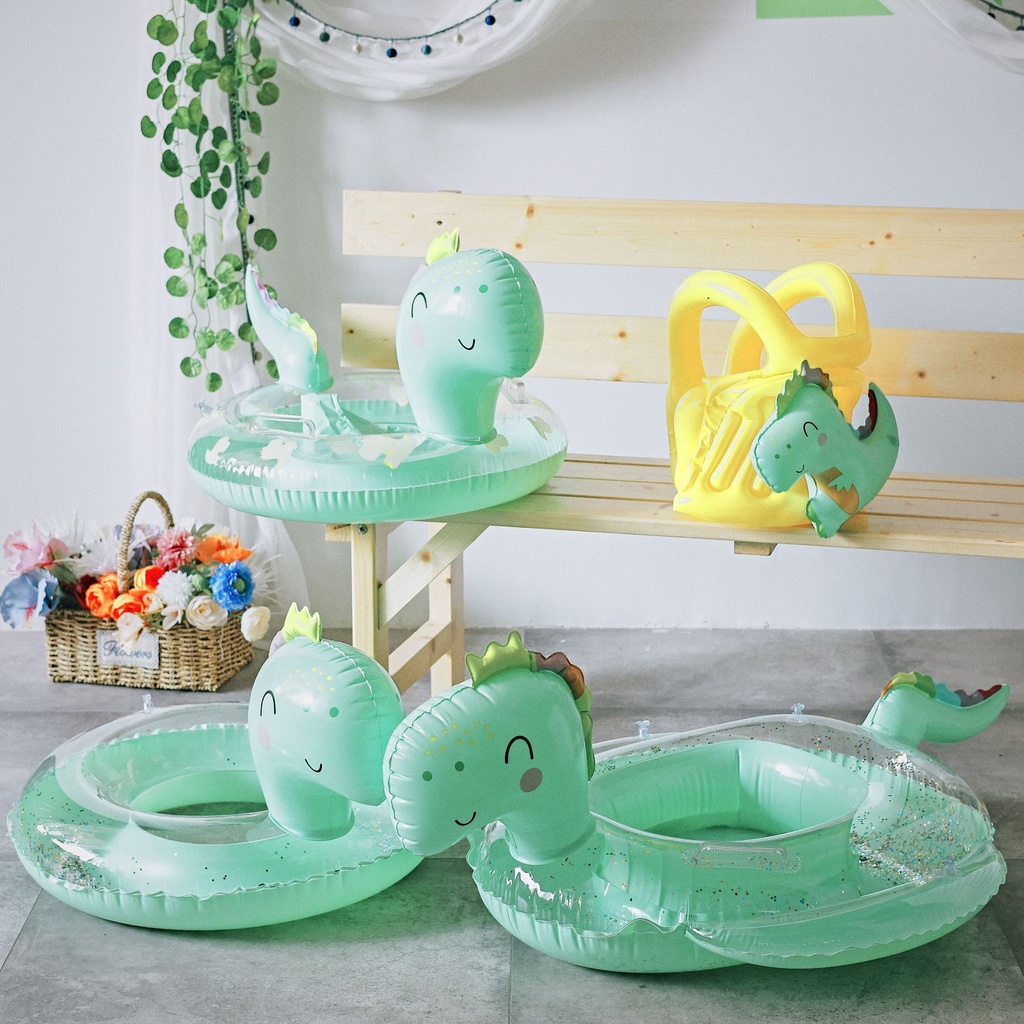 Phao Bơi Bơm Hơi Dày Dặn Hình Khủng Long Dễ Thương Cho Bé
