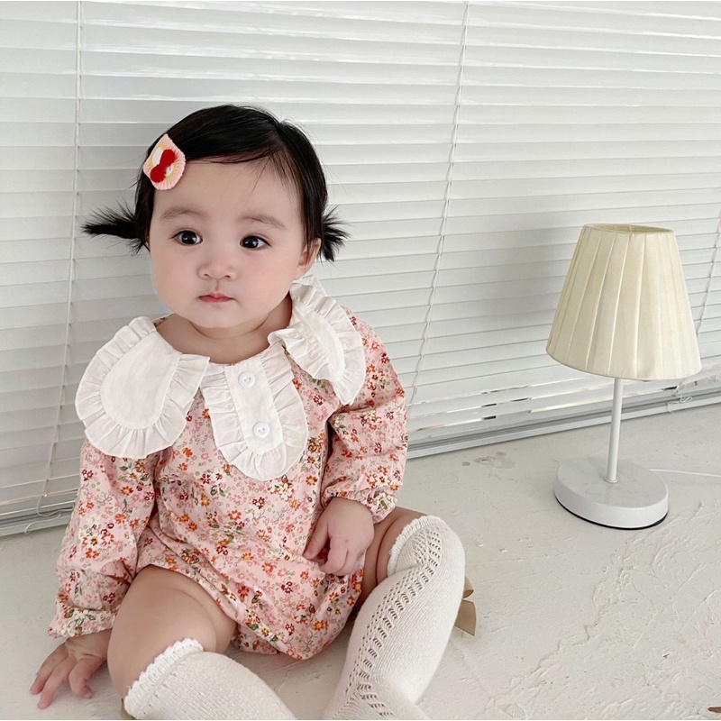 Áo Liền Quần Tay Dài Thu Đông Cho Bé Gái Phong Cách Hàn Quốc