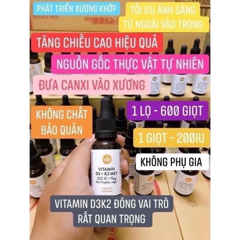 Vitamin D3 K2 MK7 Sunday Natural Đức 20ml