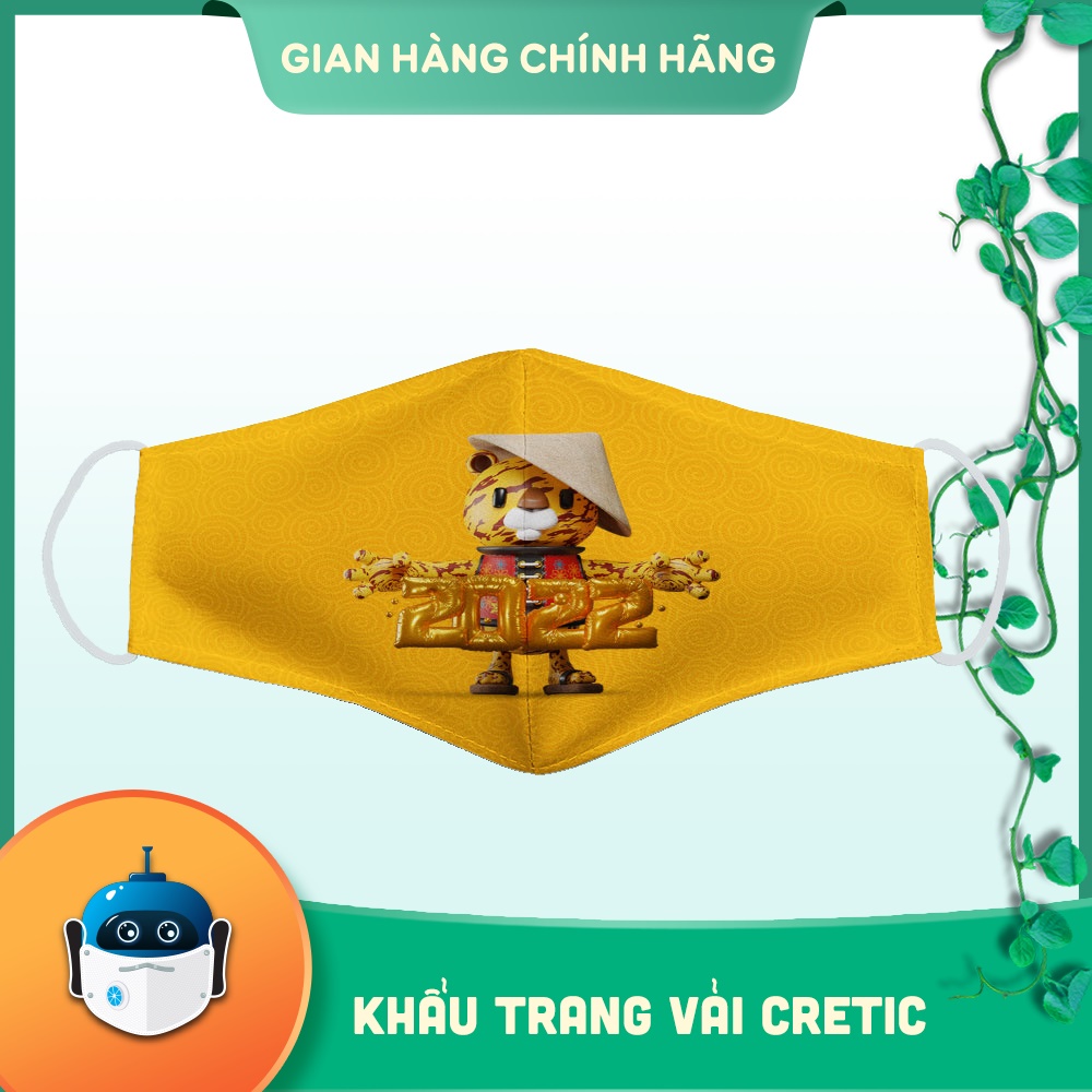 khẩu trang n95 ở tphcm Hình 2022 Chúc Mừng Năm Mới CRETIC Vải Cotton 100%, Kháng Khuẩn, Có Thể Giặt Và Tái Sử Dụng Dành