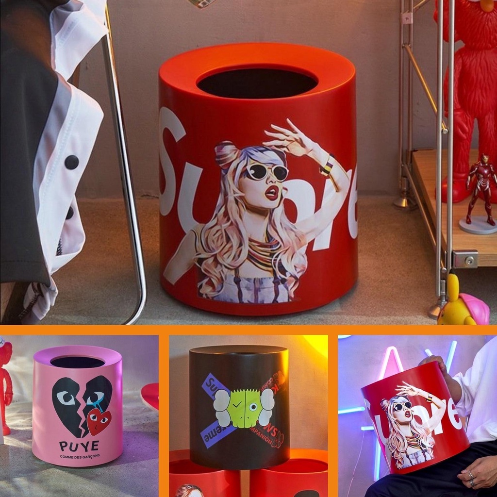 Thùng rác 12L Supre.me cao cấp, thùng rác đẹp để phòng trang trí, sọt rác nhựa -Pan Smart Home