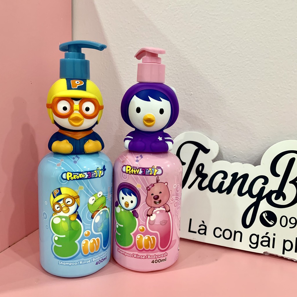 Sữa Tắm Pororo Trẻ Em 3in1 400ml Chai Có Thể Dùng Làm Đồ Chơi