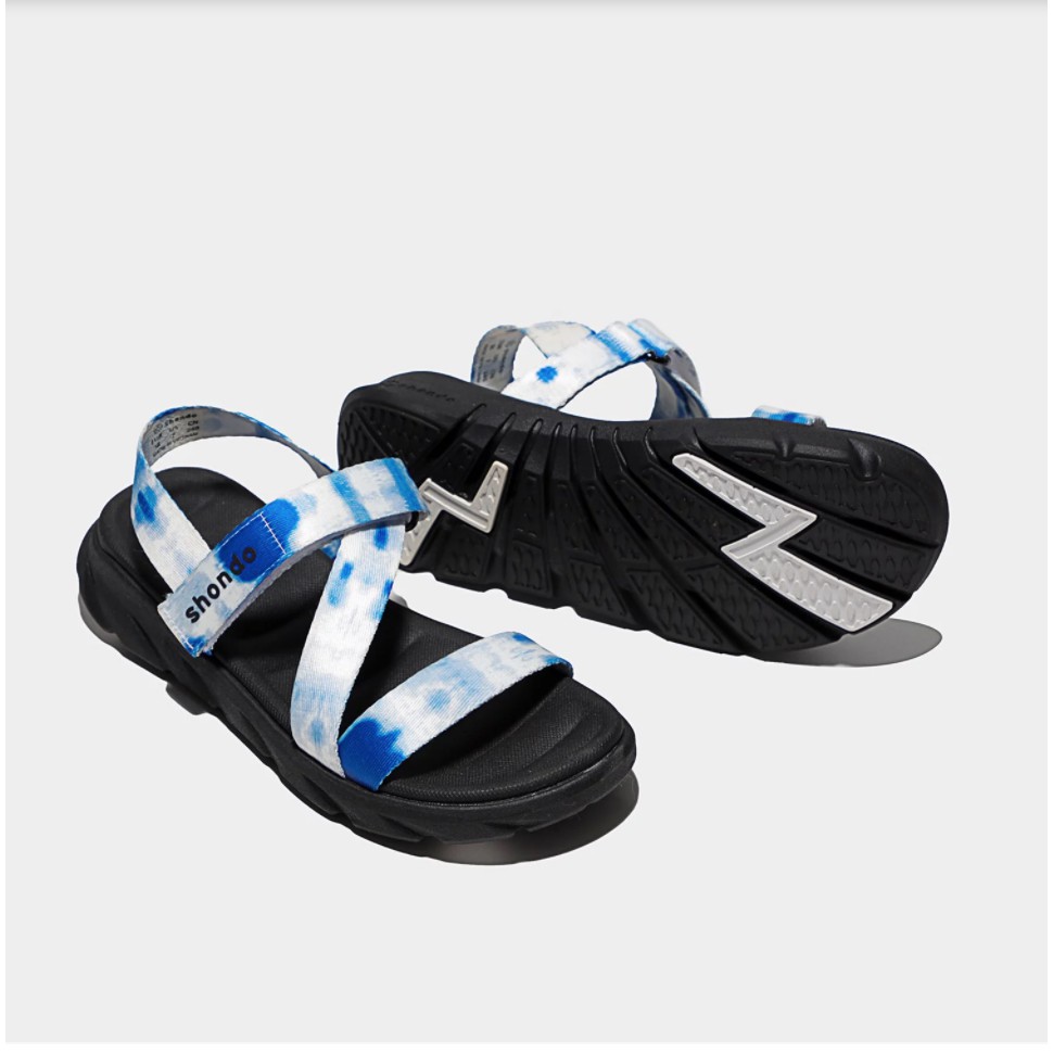 Giày Sandals Nam Nữ Unisex  Shondo F6 sport loang khói xanh dương F6S1031