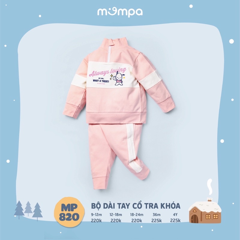 Bộ dài tay Mompa cổ tra khóa cá tính năng động cho bé 9 tháng - 4 tuổi