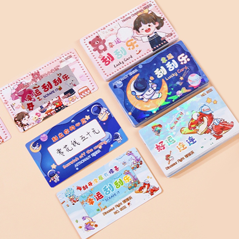 Set 20 Tấm Thẻ Cào Họa Tiết Hoạt Hình Dễ Thương Dành Cho Học Sinh