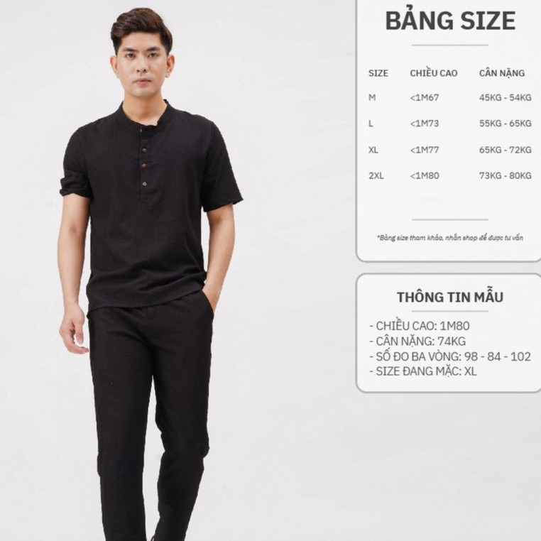 Bộ Đũi Nam Quần Dài Áo Cộc Tay cổ tàu vải đũi thái đẹp cao cấp FAVITI BD132