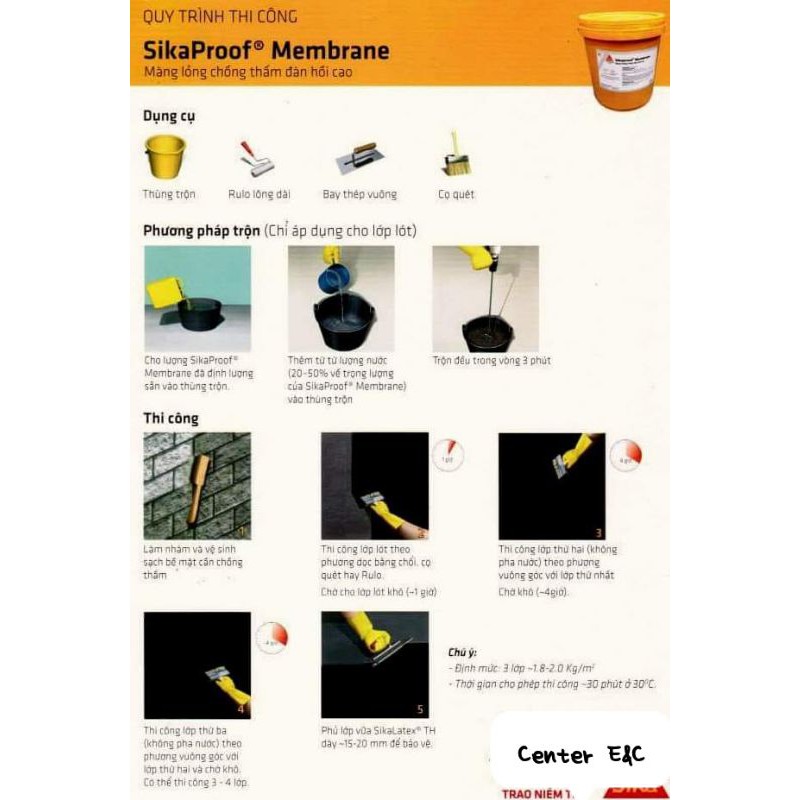 Sơn chống thấm Sika Membrane 18kg - Sơn tường ngoài trần nhà ban công ô văng sê nô tiện lợi dễ dùng giá rẻ độ bền cao