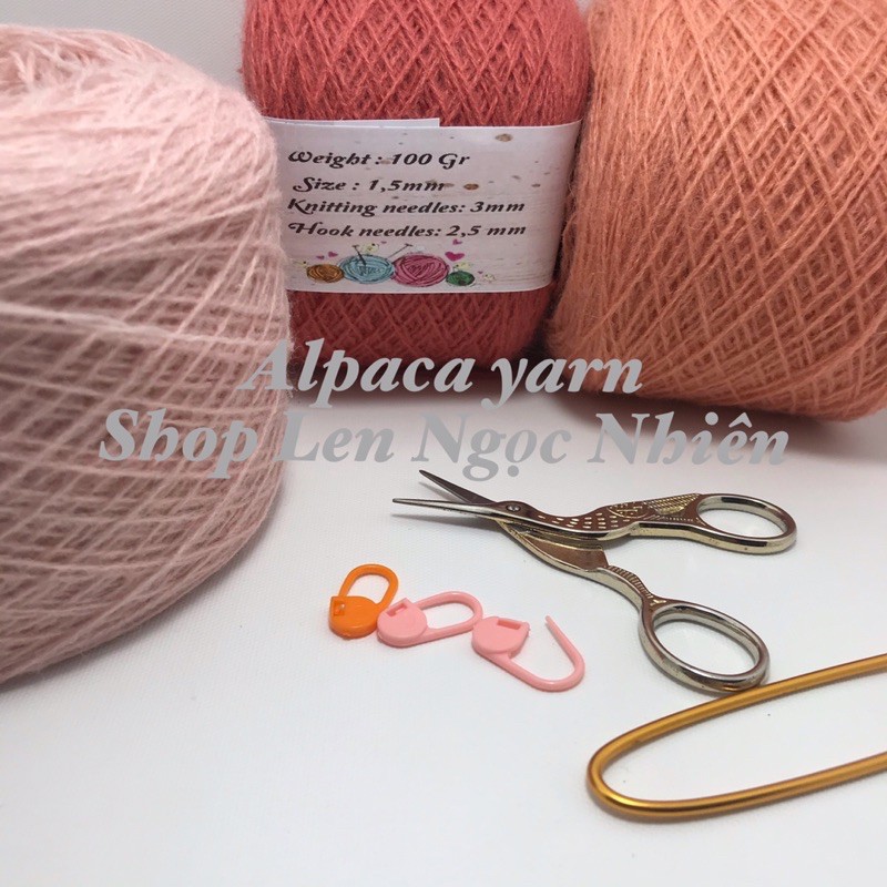 Len Alpaca siêu dôi len , bảng màu 1 . Chất len mềm , xốp , đan móc đều hợp