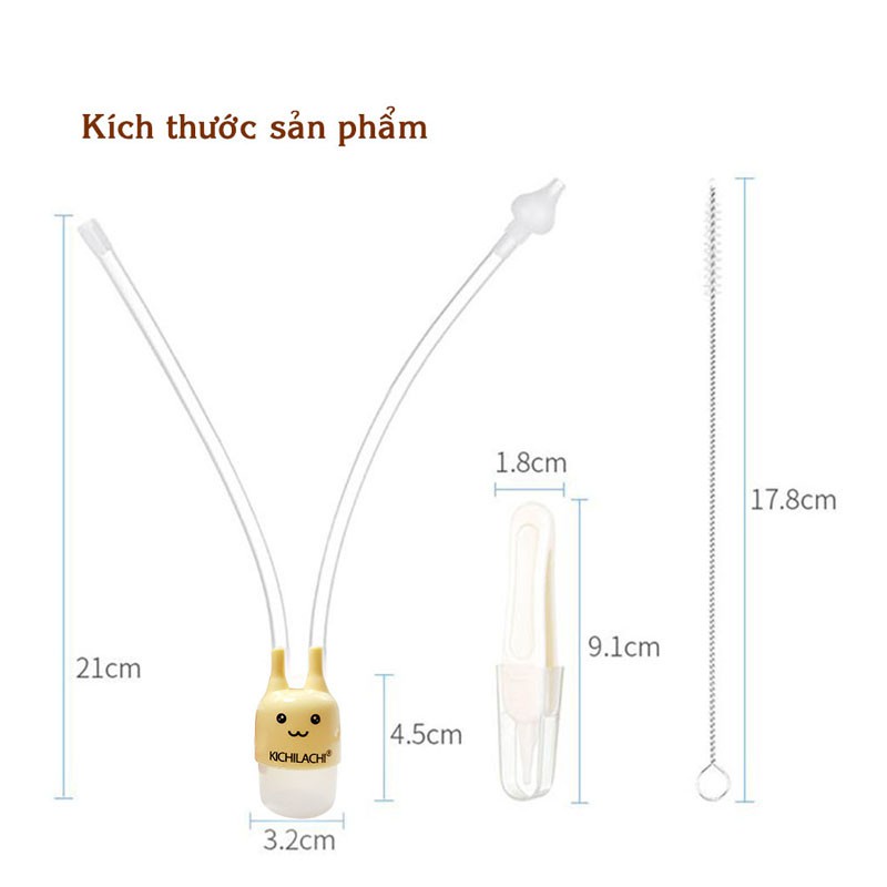 Dụng cụ hút mũi Kichilachi siêu mềm vệ sinh mũi sạch sẽ không gây đau cho bé