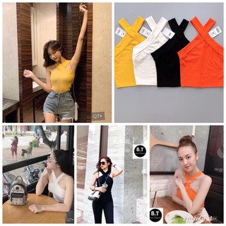 [ QUÁ GỢI CẢM ]Áo phi lụa cổ yếm xoắn chéo cổ sang chảnh