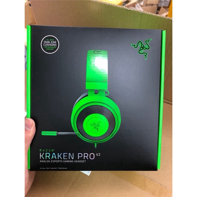 HOT Razer Kraken Pro V2 Tai nghe chơi game qua tai có dây Tai nghe eSports 7.1 Âm thanh vòm với điều khiển âm lượng micrô Tai nghe Razer. Bảo hành 1 năm