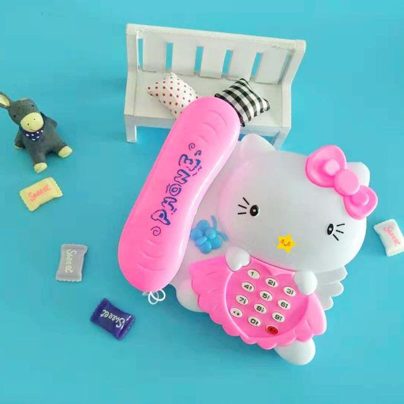 Đồ Chơi Điện Thoại Bàn Mèo Kitty Dùng Pin Có Đèn Nhạc Cho Bé