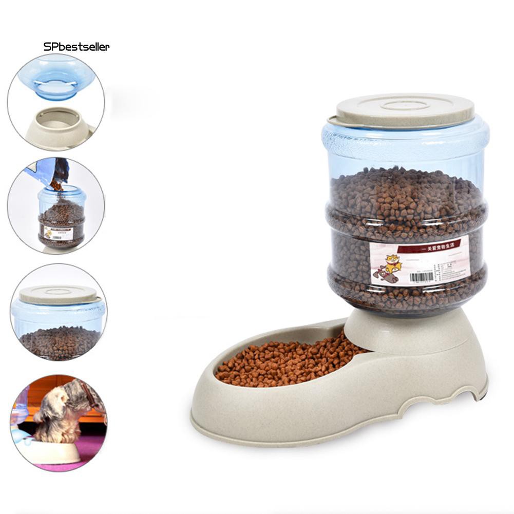 SPBS❤3.75L Pet Cat Dog Automatic Feeder Food Drink Animal Bowl Water Bowl Dispenser