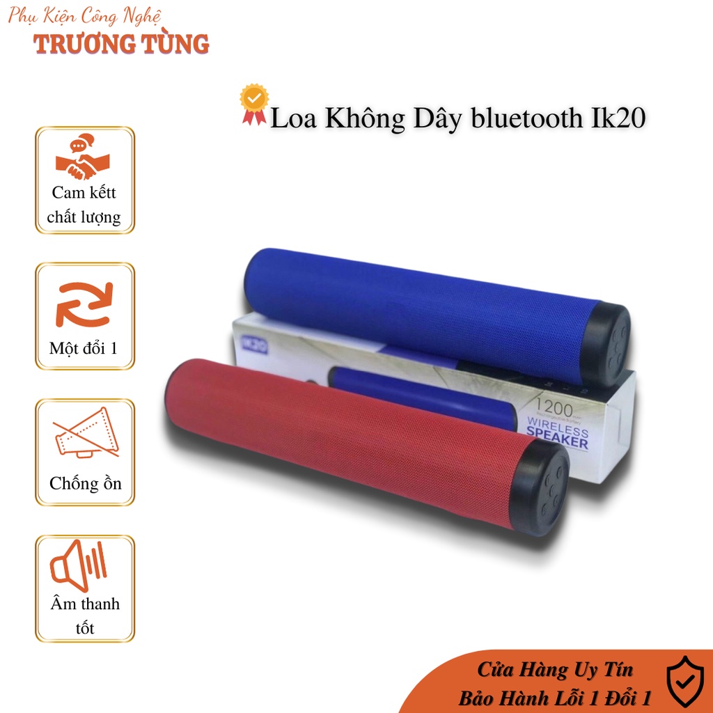 [Mã ELHACE giảm 4% đơn 300K] Loa Không Dây bluetooth Ik20 Chiều Dài 25cm, âm thanh cực hay có khe cắm thẻ nhớ và Usb