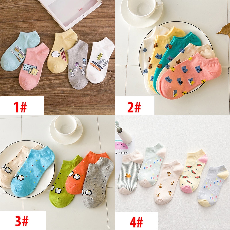 1 Đôi Vớ Ngắn Họa Tiết Hoạt Hình Dễ Thương Cho Nữ