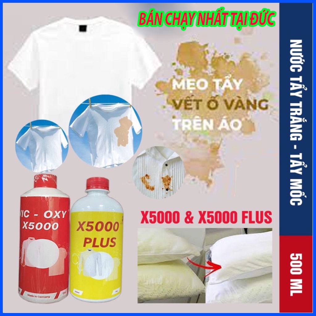 👉X5000 & X5000 Plus👈Nước tẩy trắng, tẩy mốc, vết ố quần áo đa năng - hàng chính hãng 100% - không gây độc hại
