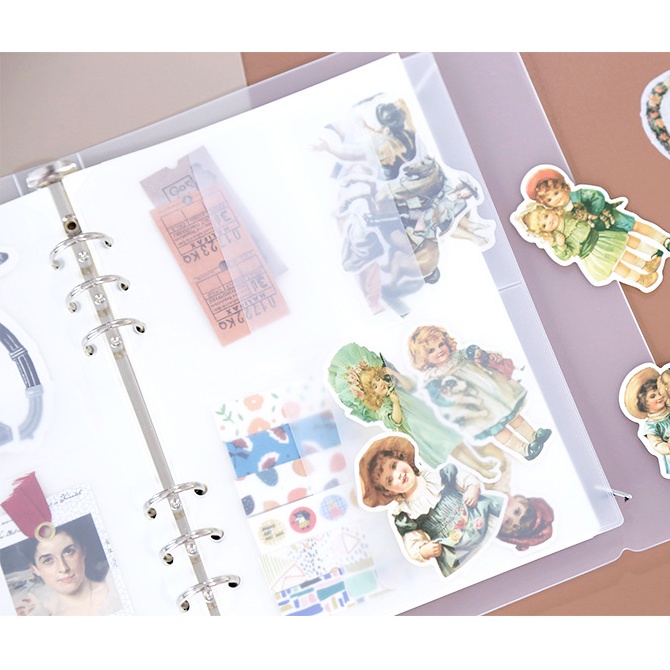 Bìa sổ còng binder MILASO bìa còng 6 lỗ A5 A6 kiêm túi đựng 2 ngăn có nắp SN-001343