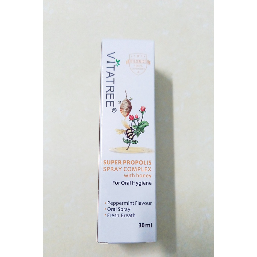Xịt họng keo ong Vitatree lọ 30ml (Úc). Giảm ho, đau rát họng, ngứa họng an toàn cho trẻ từ 2 tuổi
