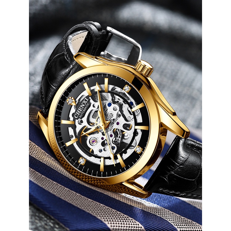 Đồng Hồ Cơ Tự Động CHENXI Với Dây Đeo Da Chống Thấm Nước Cho Nam