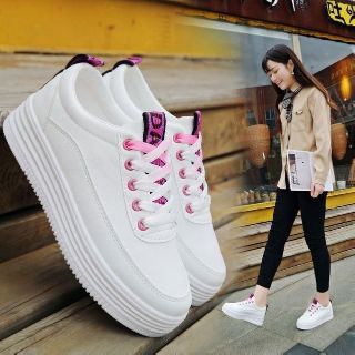 Giày nữ màu trắng phối dây buộc độc đáo,giày thể thao nữ trẻ đẹp