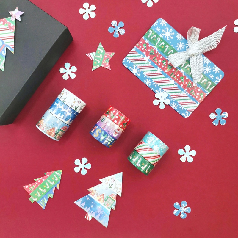 Set 9 Cuộn Băng Dính Washi Họa Tiết Giáng Sinh